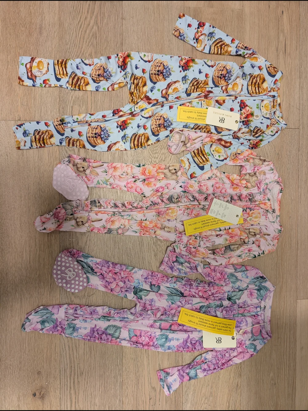 BUMS & ROSES Bamboo 12-18 Months bundle Floral & Pancake Prints All New With Tag
